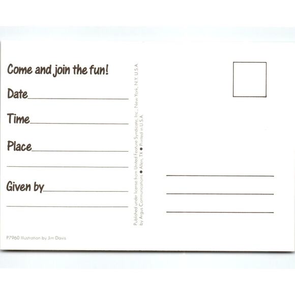 Garfield Cat Christmas Postcard Reindeer Roof Party Records Music Jim Davis 1978 - Picture 2 of 2